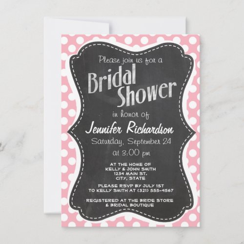 Bubble Gum Pink Polka Dots; Retro Chalkboard Personalized Announcements