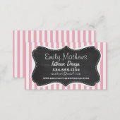 Bubble Gum Pink Stripes; Vintage Chalkboard look Business Card (Front/Back)