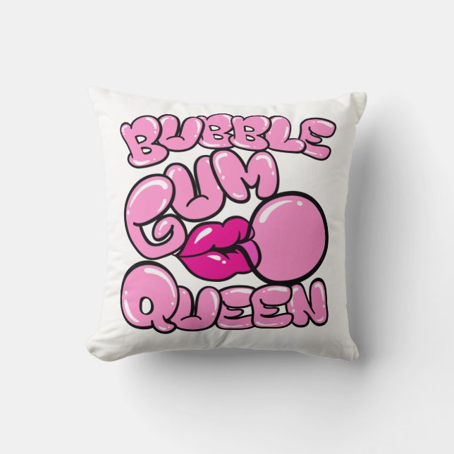 Bubble Gum Queen Bubblegum Throw Pillow (Front)