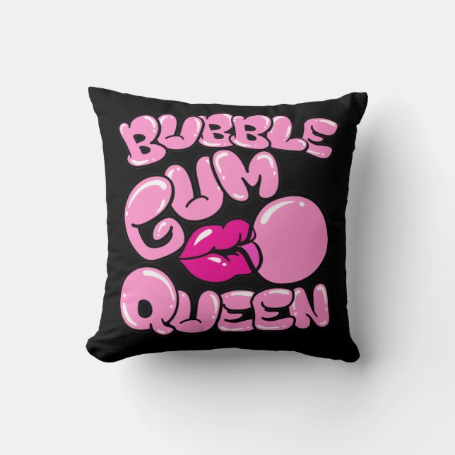Bubble Gum Queen Throw Pillow (Front)