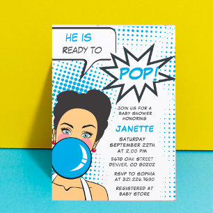 Bubble Gum Ready to Pop Girl Baby Shower Invitation