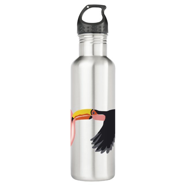 Bubble Gum Toucan Blowing Bubble Stainless Steel Water Bottle (Front)