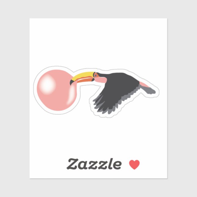 Bubble Gum Toucan Blowing Bubble Sticker (Sheet)