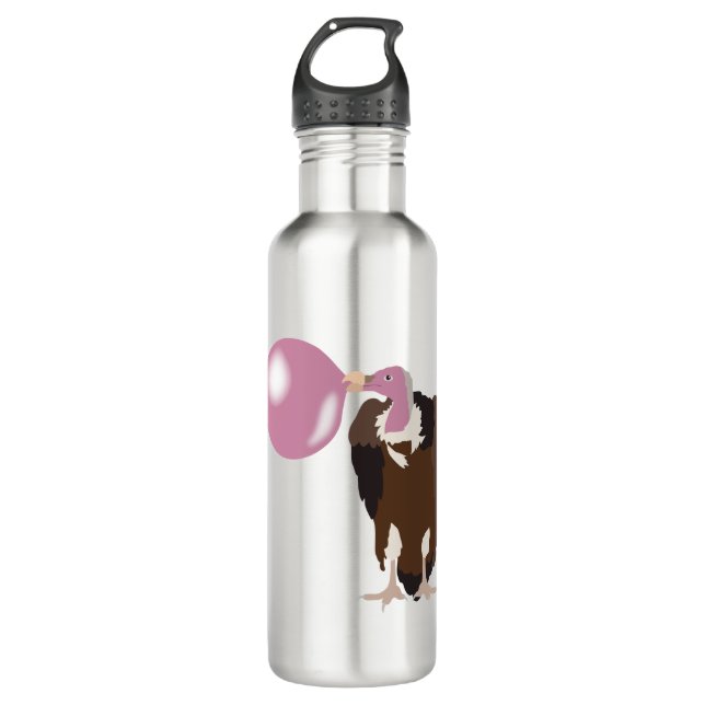 Bubble Gum Vulture Blowing Bubble Stainless Steel Water Bottle (Front)