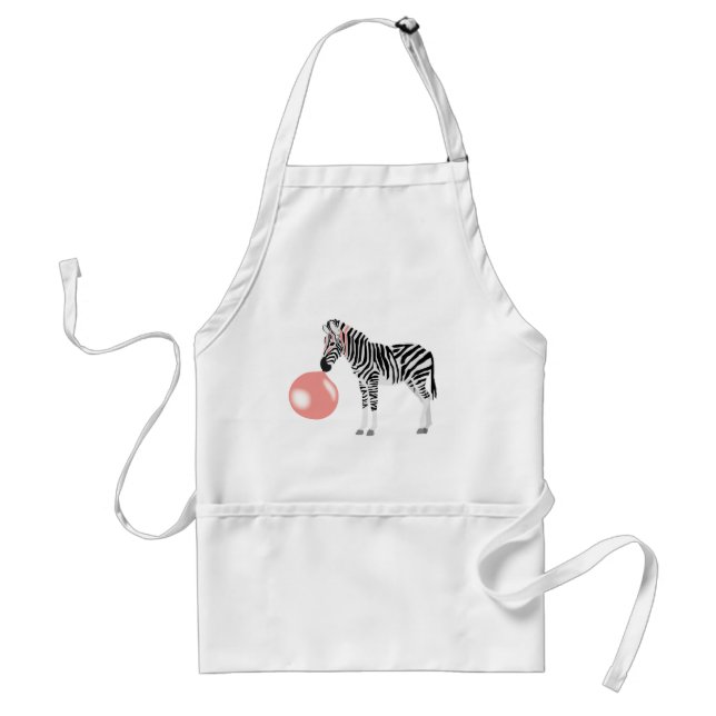 Bubble Gum Zebra Blowing Bubble Adult Apron (Front)