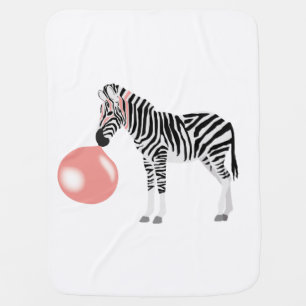Bubble Gum Zebra Blowing Bubble Baby Blanket