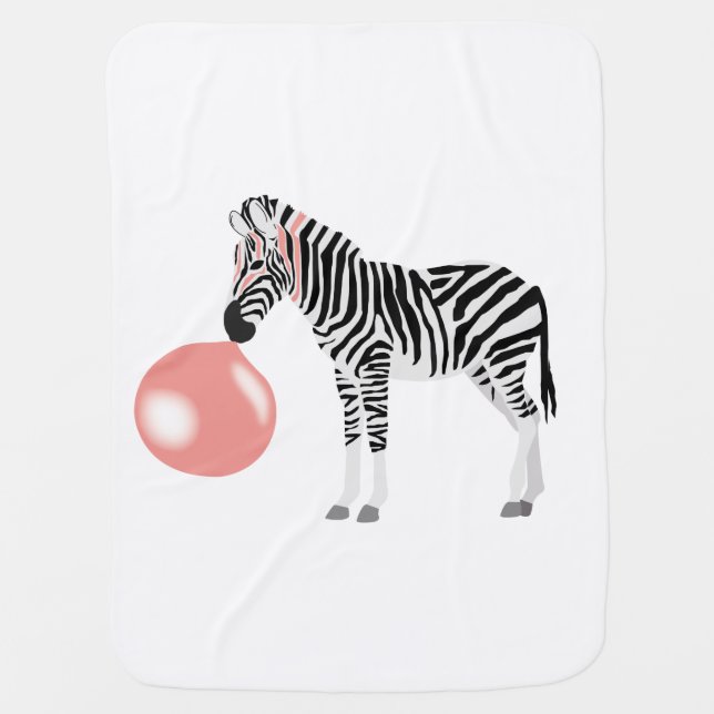 Bubble Gum Zebra Blowing Bubble Baby Blanket (Front)