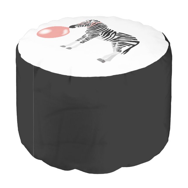 Bubble Gum Zebra Blowing Bubble Black Color Pouf (Angled Back)