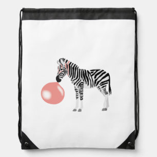 Bubble Gum Zebra Blowing Bubble Drawstring Bag