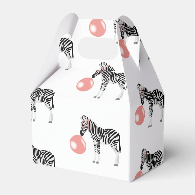 Bubble Gum Zebra Blowing Bubble Favor Boxes (Front Side)