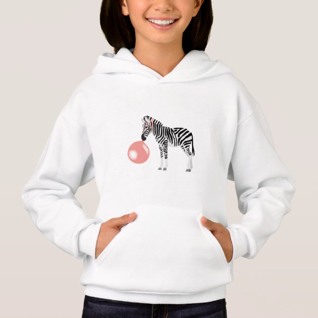 Bubble Gum Zebra Blowing Bubble Hoodie (Front)