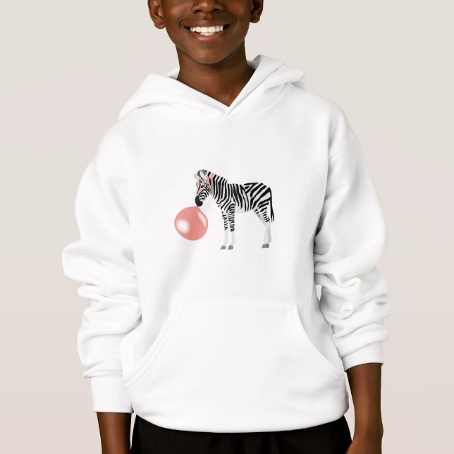 Bubble Gum Zebra Blowing Bubble Hoodie (Front)