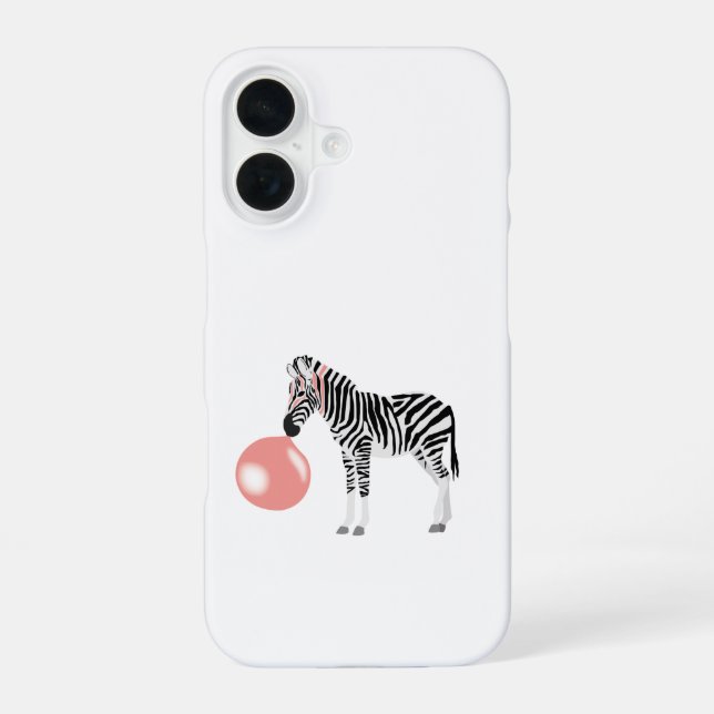 Bubble Gum Zebra Blowing Bubble iPhone Case (Back)