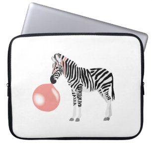 Bubble Gum Zebra Blowing Bubble Laptop Sleeve