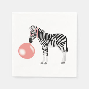 Bubble Gum Zebra Blowing Bubble Napkins