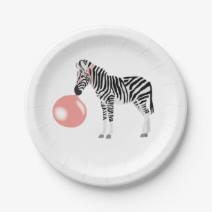Bubble Gum Zebra Blowing Bubble Paper Plates