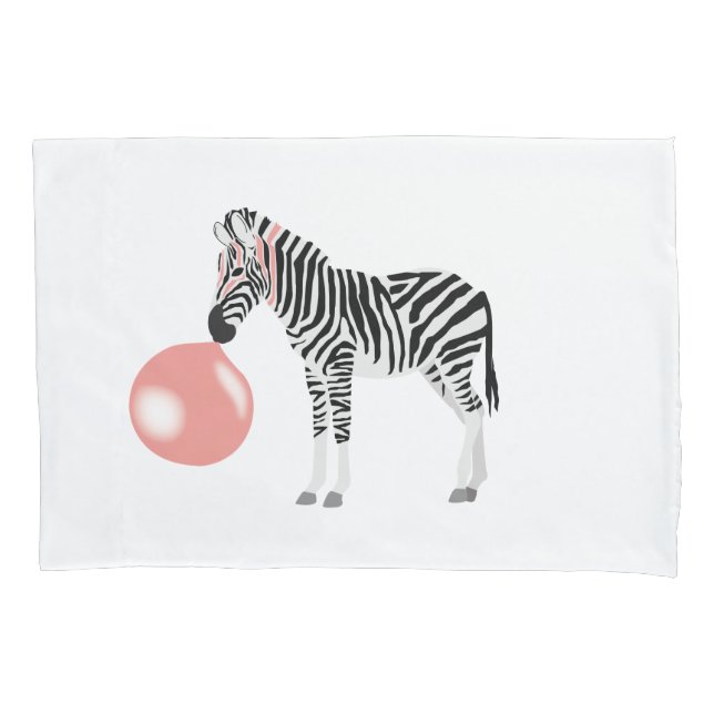 Bubble Gum Zebra Blowing Bubble Pillow Case (Front)