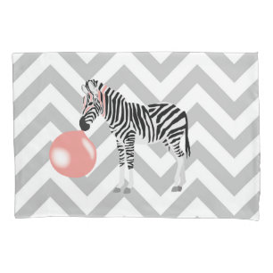 Bubble Gum Zebra Blowing Bubble Pillow Case