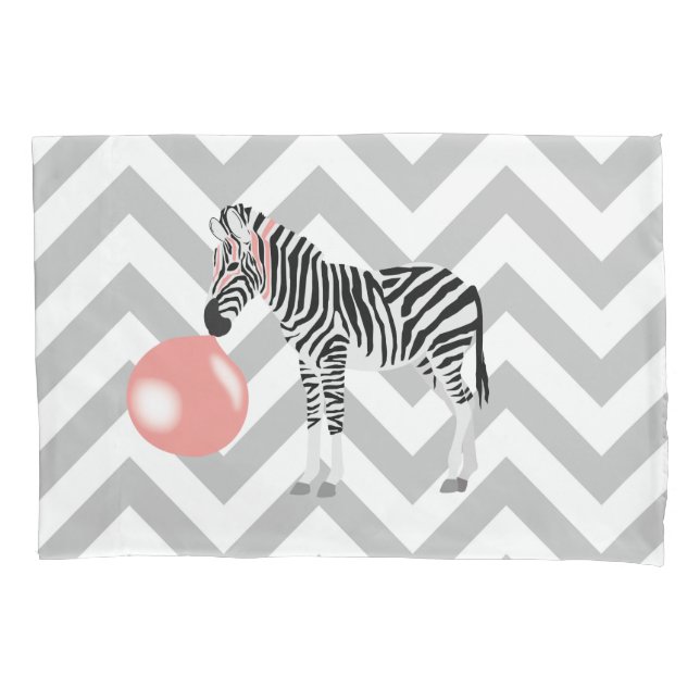 Bubble Gum Zebra Blowing Bubble Pillow Case (Front)