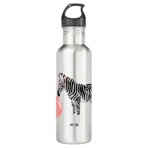 Bubble Gum Zebra Blowing Bubble  Stainless Steel Water Bottle