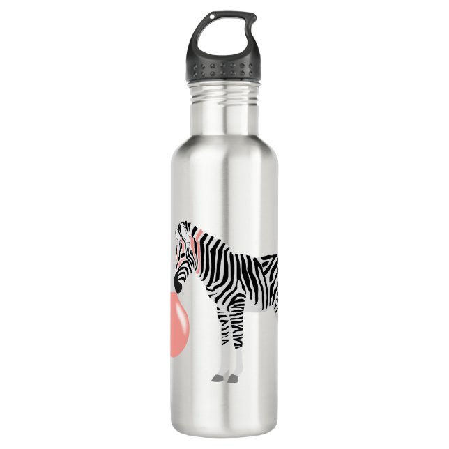 Bubble Gum Zebra Blowing Bubble  Stainless Steel Water Bottle (Front)