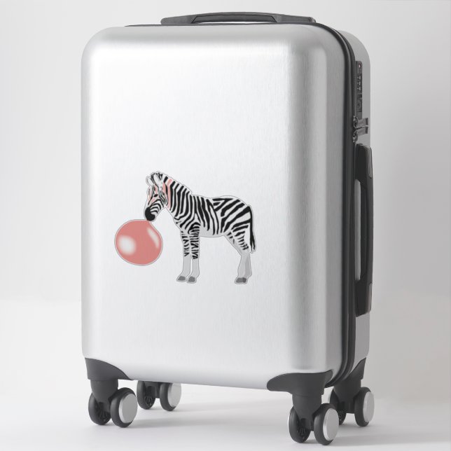 Bubble Gum Zebra Blowing Bubble Sticker (Suitcase)