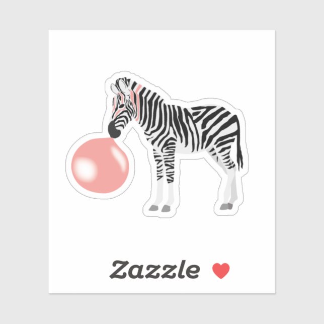 Bubble Gum Zebra Blowing Bubble Sticker (Sheet)