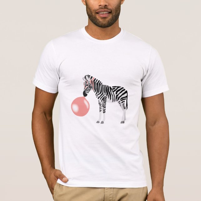 Bubble Gum Zebra Blowing Bubble T-Shirt (Front)