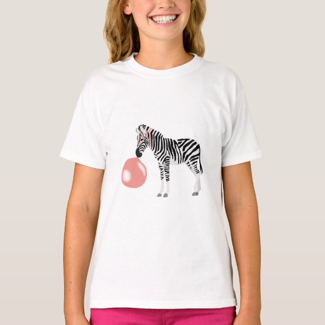 Bubble Gum Zebra Blowing Bubble T-Shirt (Front)