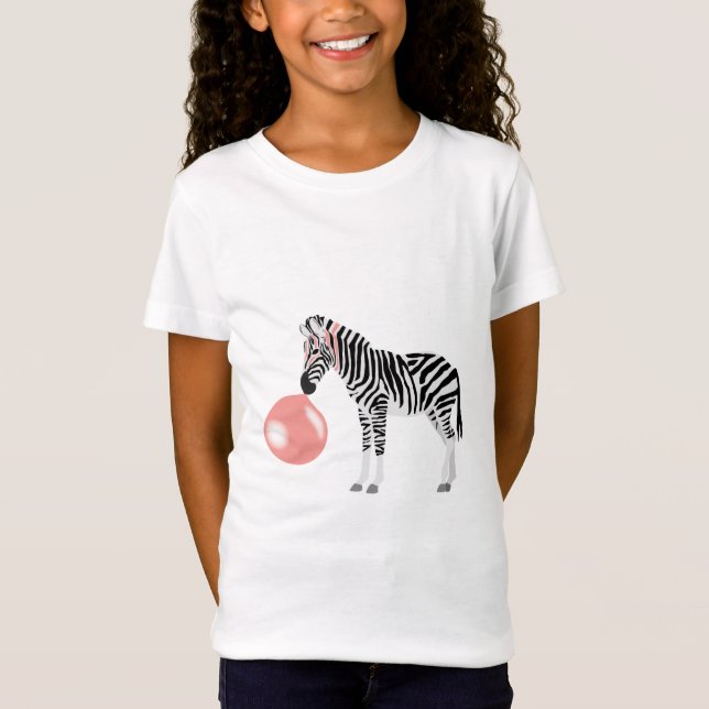 Bubble Gum Zebra Blowing Bubble T-Shirt (Front)