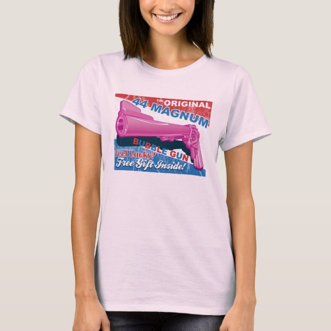 Bubble Gun - 44 Magnum Revolver in pink T-Shirt (Front)