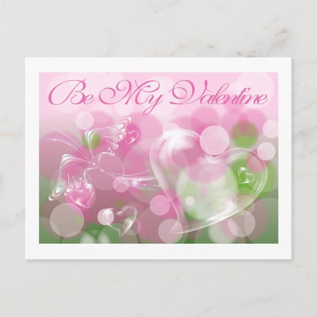 Bubble Heart and Butterfly Valentine Postcard (Front)