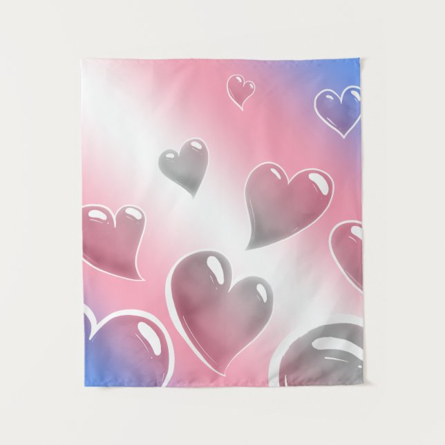 Bubble Hearts Transgender Tapestry (Front)