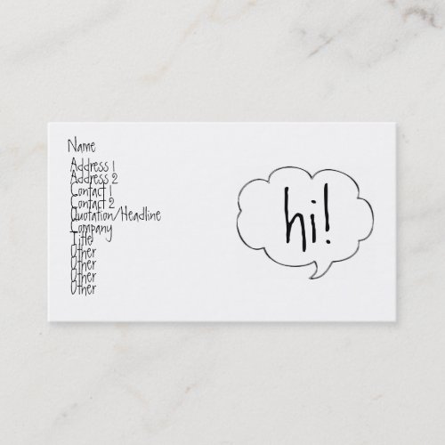 BUBBLE HI! profile card Business Card