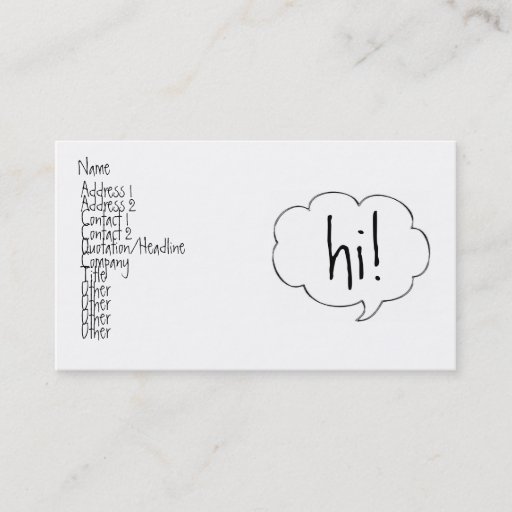 Customizable BUBBLE HI! profile card Business Card