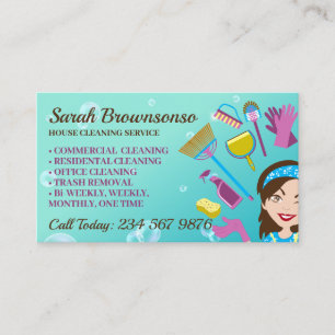 Bubble Janitorial House Cleaning Service Business Card
