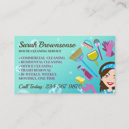 Bubble Janitorial House Cleaning Service Business Card