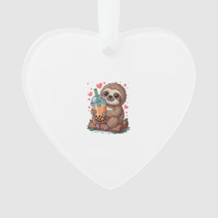 Bubble Kawaii Sloth Drinking Boba Tea T-Shirt Ornament