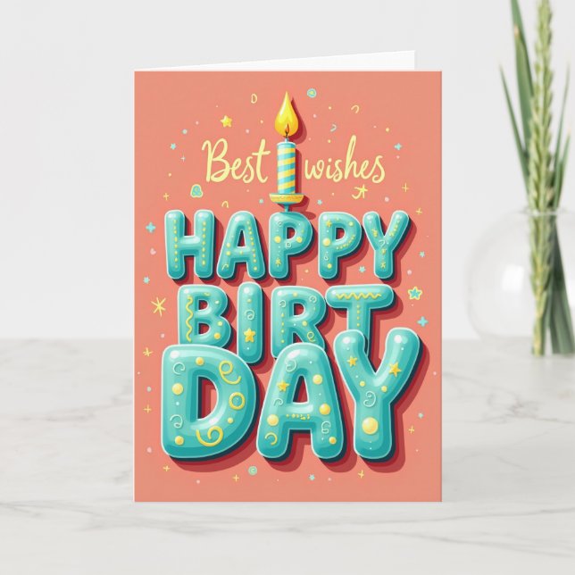 Bubble Letter Birthday Card (Front)