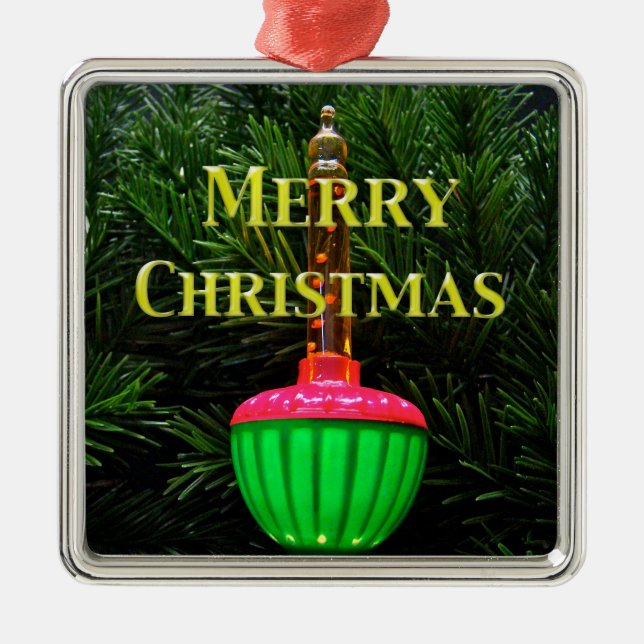 Bubble Light Merry Christmas Tree Ornament (Front)