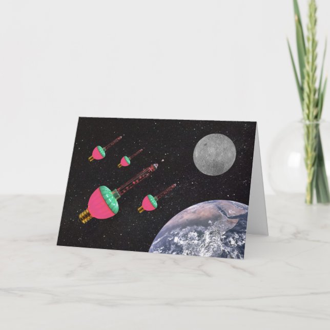 Bubble Lights in Space Custom Holiday Card (Front)