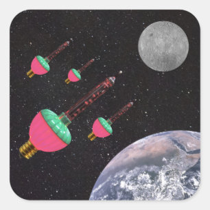 Bubble Lights in Space Square Sticker