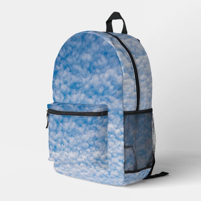Bubble Mammatus Clouds Blue Sky Nature Photography Printed Backpack (Back Corner Right)
