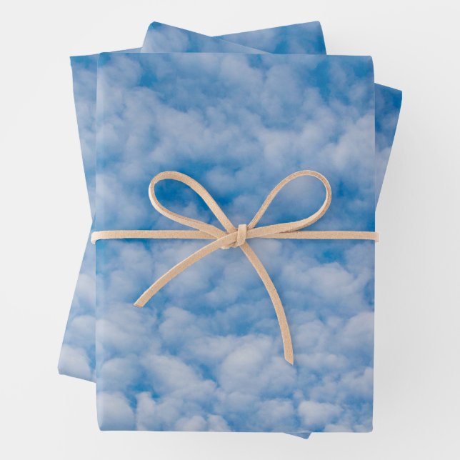 Bubble Mammatus Clouds Blue Sky Nature Photography Wrapping Paper Sheets (In situ)