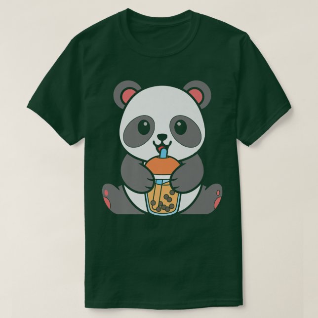 Bubble Milk Tea Panda Cute Panda Drinking Boba Mil T-Shirt (Design Front)