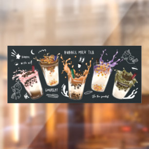 Bubble Milk Tea Pearl Milk Tea Boba Tea Window Cling