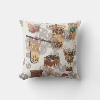 Bubble Milk Tea Throw Pillow