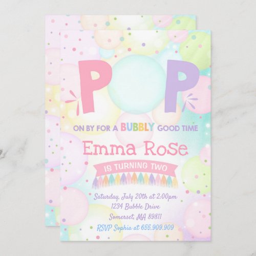 Bubble Party Birthday Invitation Bubbly Birthday