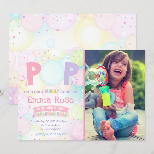 Bubble Party Birthday Invitation Bubbly Birthday (Front/Back)