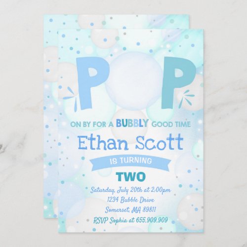 Bubble Party Birthday Invitation Bubbly Birthday